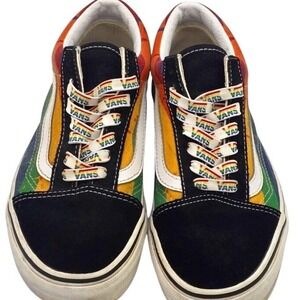 Vans Old Skool Pride Rainbow Drip Black Suede Sneakers Mens 6 Womens 7.5 721278